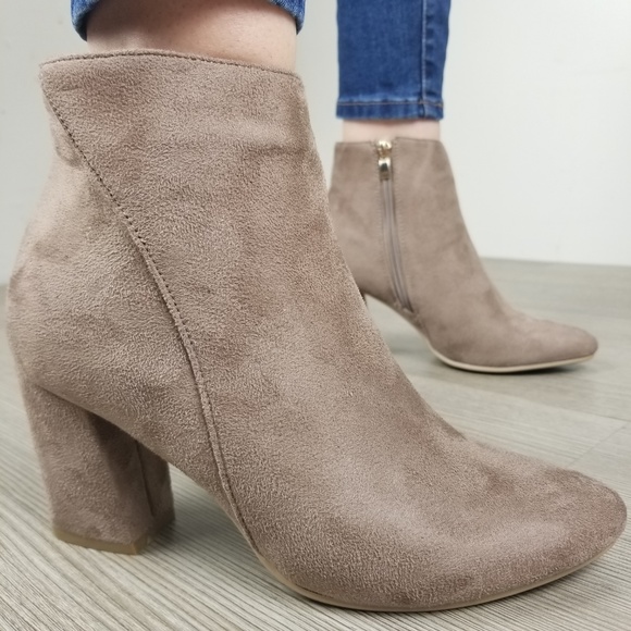 Pointy Toe Tan Vegan Suede Ankle Boots-FF - Picture 6 of 8